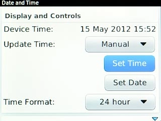 Scroll to Set Time and press the Navigation key.
