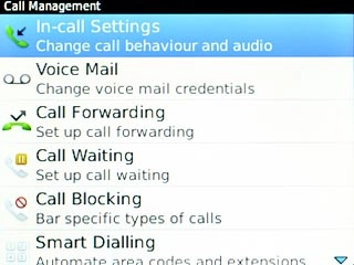 Scroll to In-call Settings and press the Navigation key.