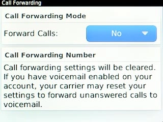 Scroll to Forward Calls and press the Navigation key.