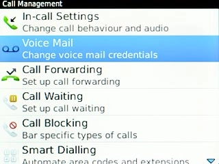 Scroll to Voice Mail and press the Navigation key.