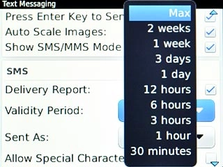 Scroll to Max and press the Navigation key.