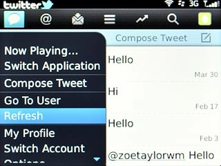 Scroll to Refresh and press the Navigation key.