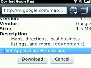 Scroll to Set Application Permissions and press the Navigation key to turn on the function.