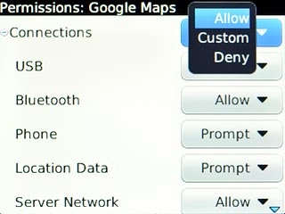 Scroll to Allow and press the Navigation key.