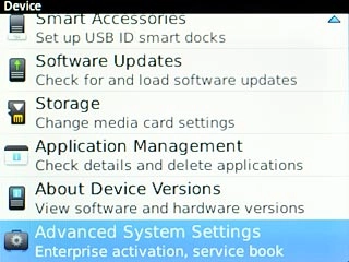 Scroll to Advanced System Settings and press the Navigation key.