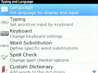 Scroll to Language and press the Navigation key.