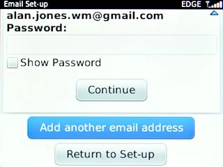 Scroll to Add another email address and press the Navigation key.