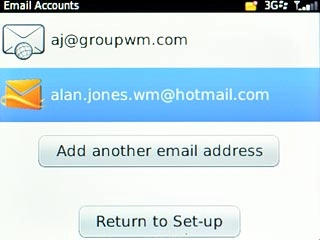 Highlight the required email account and press the Navigation key.