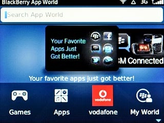 To search by name:Scroll to Search App World and press the Navigation key.