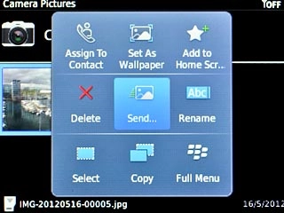 Scroll to Send... and press the Navigation key.