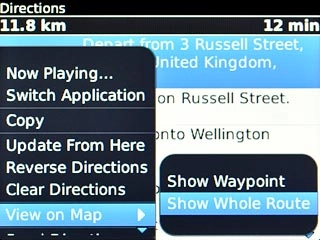 Scroll to Show Whole Route and press the Navigation key.