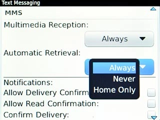 Scroll to Always and press the Navigation key.