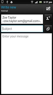 Press Subject and key in a subject for the email message.