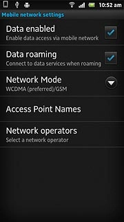 Press Data roaming to turn data roaming on or off.