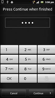 Key in the required phone lock code and press Continue.