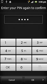 Key in the phone lock code again and press OK.
