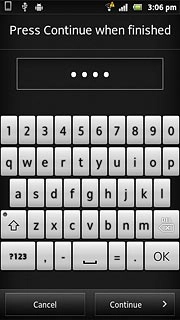 Key in the required phone lock code and press Continue.