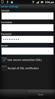 Press Use secure connection (SSL) to turn SSL encryption on or off.