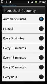 Press Automatic (Push), Manual or the required interval.Please note:Each time your phone connects to the server to synchronise, data charges will apply.