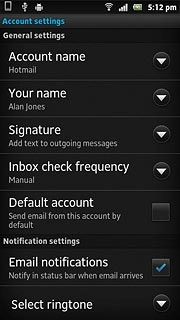 Press Default account to turn on the setting.