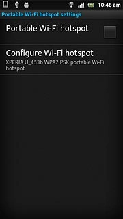 Press Portable Wi-Fi hotspot to turn on the Wi-Fi hotspot.