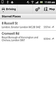 Your favourite locations are displayed.Press the required destination.