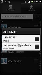 If required, press the required phone number or the required email address.