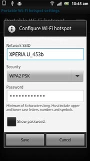 Press the field below Network SSID and key in the required name for the Wi-Fi hotspot.
