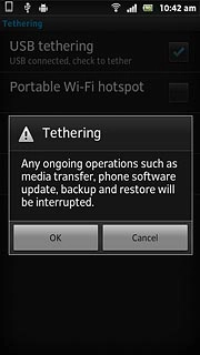 Press OK.An internet connection from your computer via your phone is automatically established.When the connection is established, you can access the internet from your computer.
