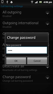 Key in the new barring password and press OK.