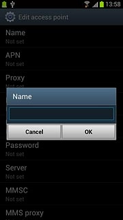 Key in Vodafone Internet and press OK.