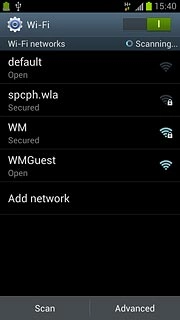 A list of Wi-Fi networks within range is displayed.Press the required network.