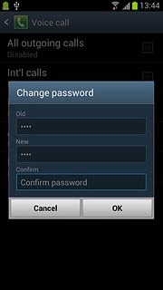 Press Confirm password and key in the new barring password again.
