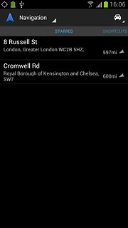 Slide your finger right on the display.Your favourite locations are displayed.Press the required destination.