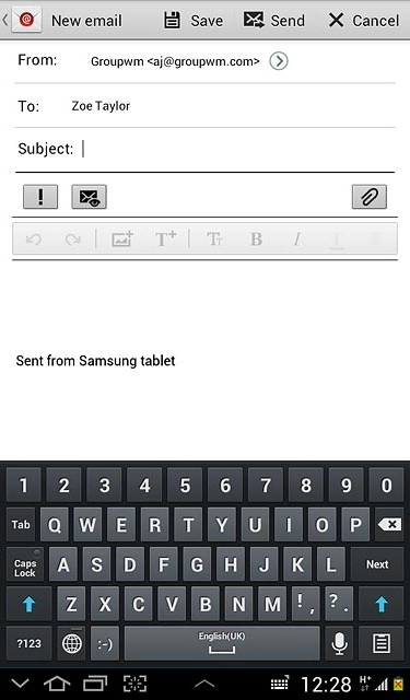 Press Subject.Key in a subject for the email message.