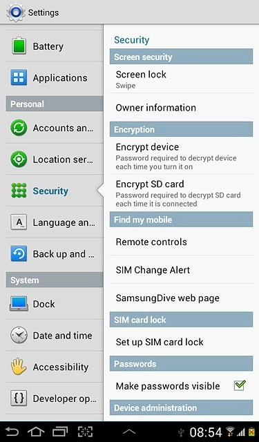 Press Set up SIM card lock.