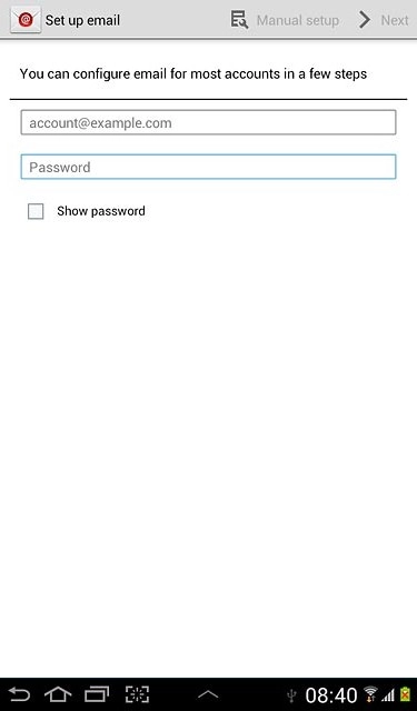 Press Password and key in the password for your email account.