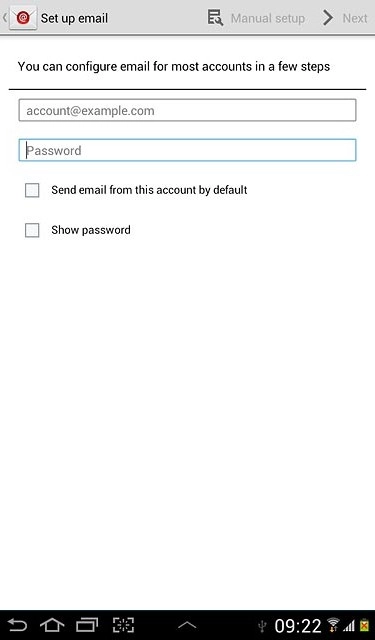 Press Password and key in the password for your email account at your email provider.