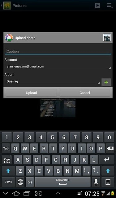 Key in text for the picture.Press Upload.