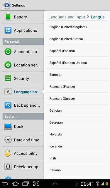 Press the required language.
