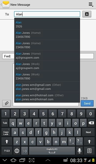 Press the required contact.