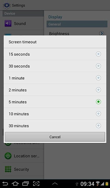 Press the required period.