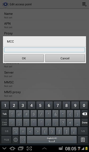 Key in 505 and press OK.