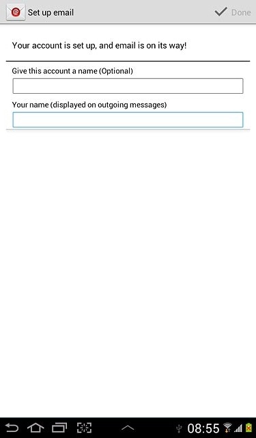 Press the field below Your name (displayed on outgoing messages) and key in the required sender name.