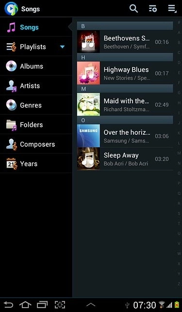 Press the required audio file or the required playlist.