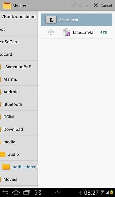 Press the required audio file.
