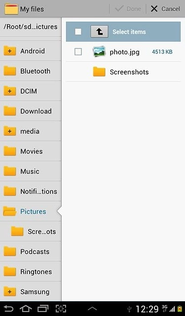 Press the required file to select it.