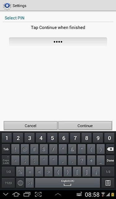 Key in the required lock code and press Continue.