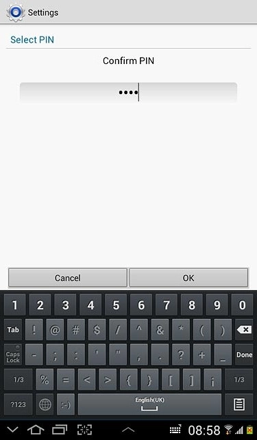 Key in the lock code again and press OK.