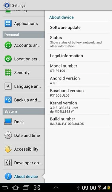View your device's software version below Android version.